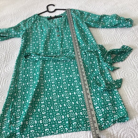 Banana Republic Green & White Print A-Line Dress Size 0 - Picture 10 of 13